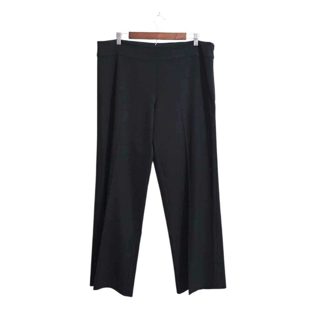 Eileen Fisher Mid-Rise Wide Leg Side Zip Ankle Pants In Black Sz L